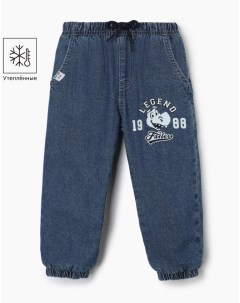 Утеплённые джинсы Jogger c принтом для мальчика Gloria jeans