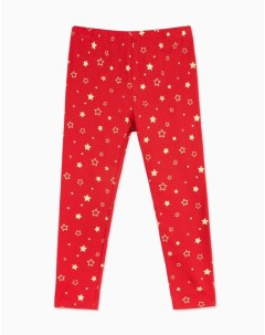 Красные легинсы с блестящими звёздочками для девочки Gloria jeans