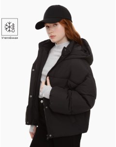 Чёрная утеплённая куртка oversize для девочки Gloria jeans