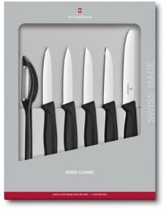 Набор ножей кухон Swiss Classic Kitchen 6 7113 6G компл 6шт черный подар коробка Victorinox