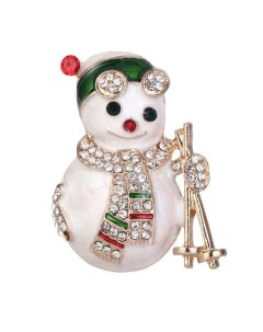 Брошь декоративная Снеговик белый Snazzy santa
