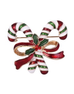 Брошь декоративная Рождественские леденцы полосатый красно зеленый Snazzy santa