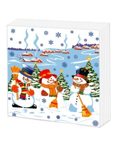 Салфетки бумажные Снеговички 50 шт 24х24 см Гармония цвета