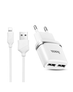 Сетевое зарядное устройство кабель для Apple iPhone Xs lightning 2 4A 2USB белый Nobrand