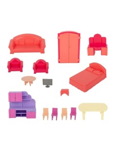 Набор мебели для кукол Стром 15 предметов пластик У368 Совтехстром
