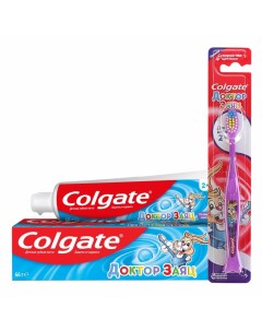 Набор детский Доктор Заяц Зубная паста со вкусом жвачки 50 мл Зубная щетка Colgate