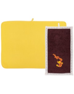 Набор полотенец из 2х шт год дракона махр вафля жёлтый коричн 181390 Santalino