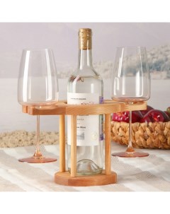 Столик поднос для вина на 2 персоны 25x15x1 8 см берёза Adelica