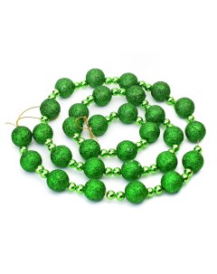 Новогоднее украшение S1764 Бусы шарики 120 см зеленые Снеговичок