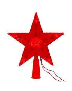Верхушка наконечник на елку Звезда светящаяся высота 15 см красная Qvatra