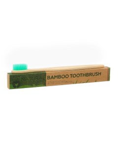 Зубная щетка бамбуковая средняя в коробке зеленая Nobrand