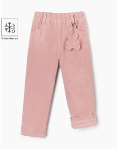 Розовые утеплённые брюки с брелком мишкой для девочки Gloria jeans
