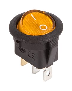 Клавишный круглый выключатель 12v 20а 3с on off желтый с подсветкой rwb 214 Rexant
