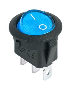 Клавишный круглый выключатель 12v 20а 3с on off синий с подсветкой rwb 214 Rexant
