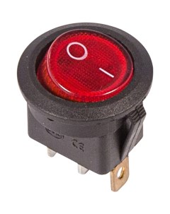 Клавишный круглый выключатель 250v 6а 3с on off красный с подсветкой rwb 214 sc 214 mirs 101 8 Rexant