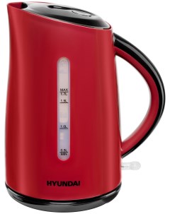 Чайник HYK P3024 1 7л 2200Вт скрытый нагревательный элемент пластик красный черный 1437857 Hyundai