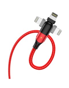 USB дата кабель Lightning U100 Разъем можно поворачивать на 180 красный Hoco