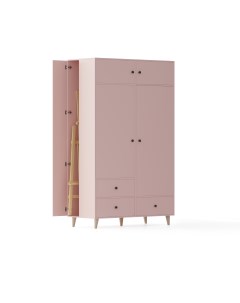 Детский шкаф с нишей слева розовый Fold