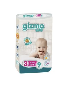 Детские подгузники 3 4 9 кг 9 шт Gizmo