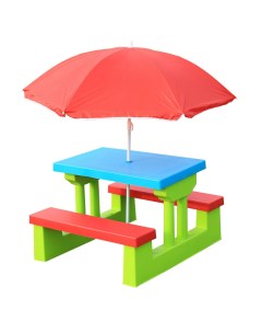 Стол детский с лавочками и зонтом Garden комплект детской мебели пластиковый Unix kids