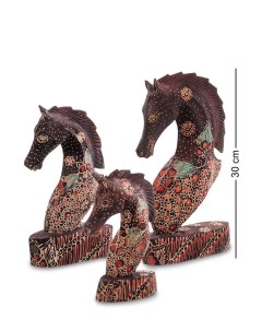 Фигурка Лошадь набор из трех 25 20 15 см батик о Ява 10 013 113 402379 Decor and gift