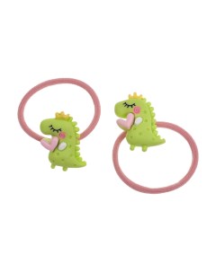 Резинки для волос розовые с зеленым дракончиком 2 шт детские Tais