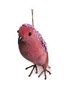 Елочная игрушка Птица 11x5 цвет розовый Без бренда