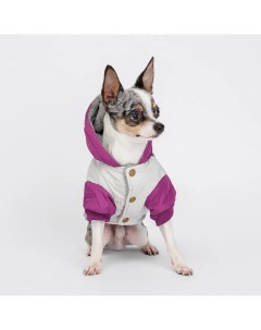Куртка с капюшоном для собак M серо фиолетовая Petmax