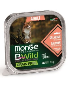 Bwild Cat Grain free консервы для кошек Лосось и овощи 100 г Monge