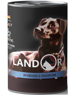 Консервы для собак Ягненок и лосось 400 гр Landor