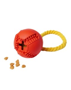 Silver series игрушка для собак мяч с канатом с отверстием для лакомств Красный Homepet
