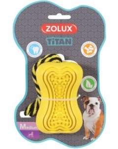 Игрушка Титан Кость кормушка с веревкой для собак 10 см Желтый Zolux