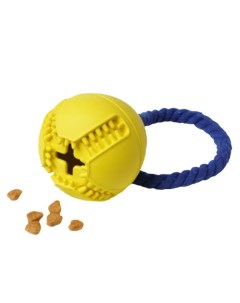 Silver series игрушка для собак мяч с канатом с отверстием для лакомств Желтый Homepet