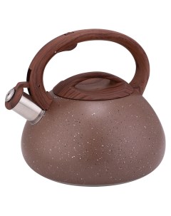 Чайник со свистком 3 литра коричневый гранит Alpenkok