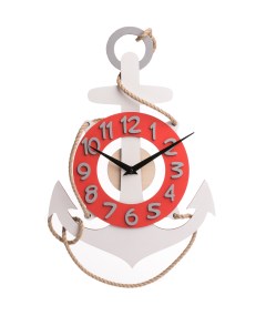 Настенные деревянные часы Якорь белые 40х28 см Neprostochasy