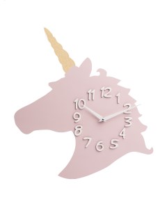 Настенные деревянные часы Единорог розовые 45х34 см Neprostochasy