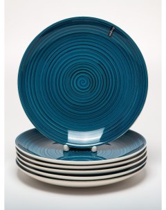 Тарелка десертная Аэрограф Вечерний бриз 19 см синяя Elrington