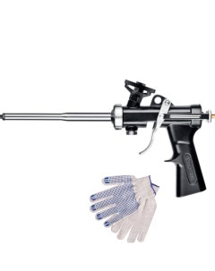 Цельнометаллический пистолет для монтажной пены GRAND рабочие перчатки Kraftool