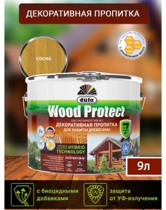 Водозащитная пропитка Wood Protect гибридная сосна 9 л Dufa