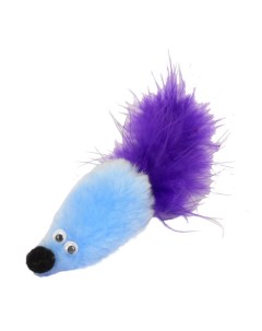 Дразнилка для кошек Мышь с мятой искусственный мех перья голубой 6 см Gosi