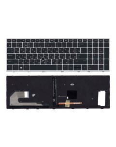 Клавиатура для ноутбука HP EliteBook 850 G5 755 G5 черная с серой рамкой и подсветкой Nobrand