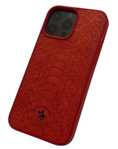 Чехол накладка Leather Case для iPhone 13 Pro Max натуральная кожа красный Santa barbara