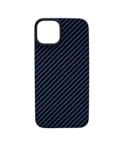 Чехол накладка Kevlar Case для iPhone 14 Plus карбоновый черно синий в полоску K-doo