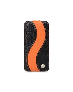 Кожаный чехол JT Special Edition для Apple iPhone 5C черный с оранжевой полосой Melkco