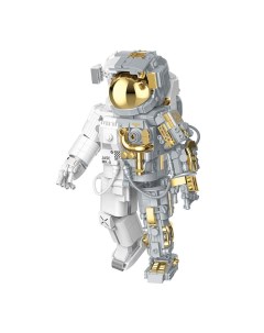 3d конструктор робот космонавт золотой из мини блоков Jaki