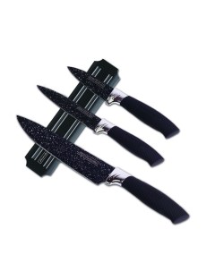 Набор куxонныx ножей на магнитной полоске 4 предмета 3 ножа держатель КМ 5148В Kamille