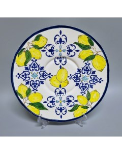 Блюдо ручной работы Лимонные узоры Irina volvach art ceramics