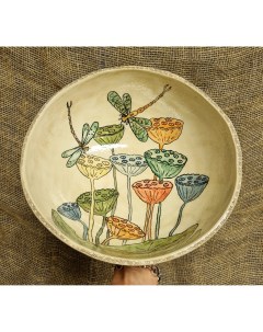 Салатник ручной работы Лотосы Irina volvach art ceramics