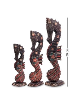 Фигурка Морской конек набор из трех 50 40 30 см батик о Ява 10 016 113 402382 Decor and gift
