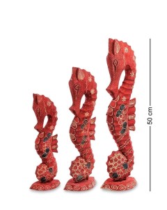 Фигурка Морской конек набор из трех 50 40 30 см батик о Ява 10 017 113 402383 Decor and gift